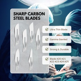 IMEDS Carbon Steel Sharp Blades Sterile Assorted Pack of 60 Pcs with Stainless Steel Scalpel Handle Graduated #4 All-in-One Kit to Make Finest Precision Cuts Multi-Function Scientific Lab Supplies