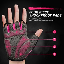 Guantes de ciclismo para hombre y mujer, con almohadilla antideslizante que absorbe los golpes, peso ligero, ajuste agradable, guantes de bicicleta...