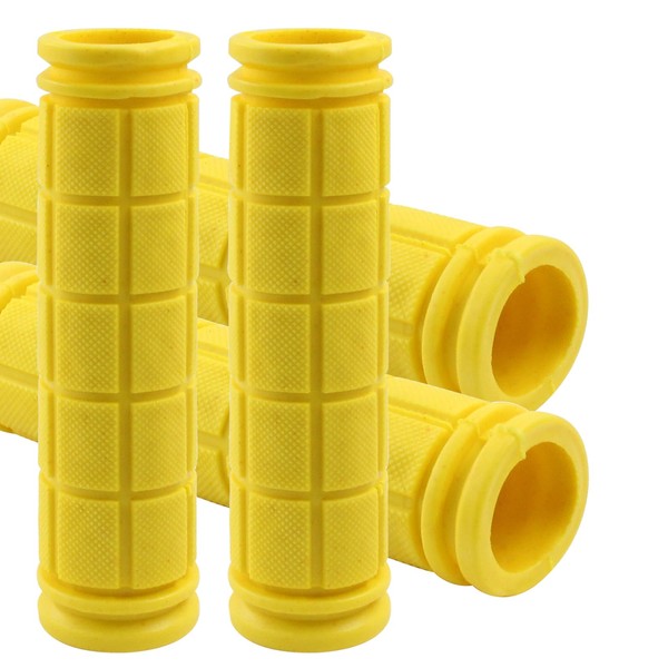 Cionyce 4Pcs Yellow Bike Handlebar Grips, Non Slip Rubber Bicycle