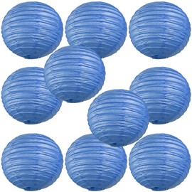 WYZworks Round Paper Lanterns 10 Pack (Flat Blue, 10") - Hanging Paper Lanterns Lamp for Wedding, Birthday, Party and Home Decorations with 8", 10", 12", 16" Option