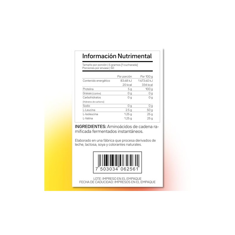 Primetech Nutrition Aminoácidos en Polvo Sin Sabor PURE BCAA 250