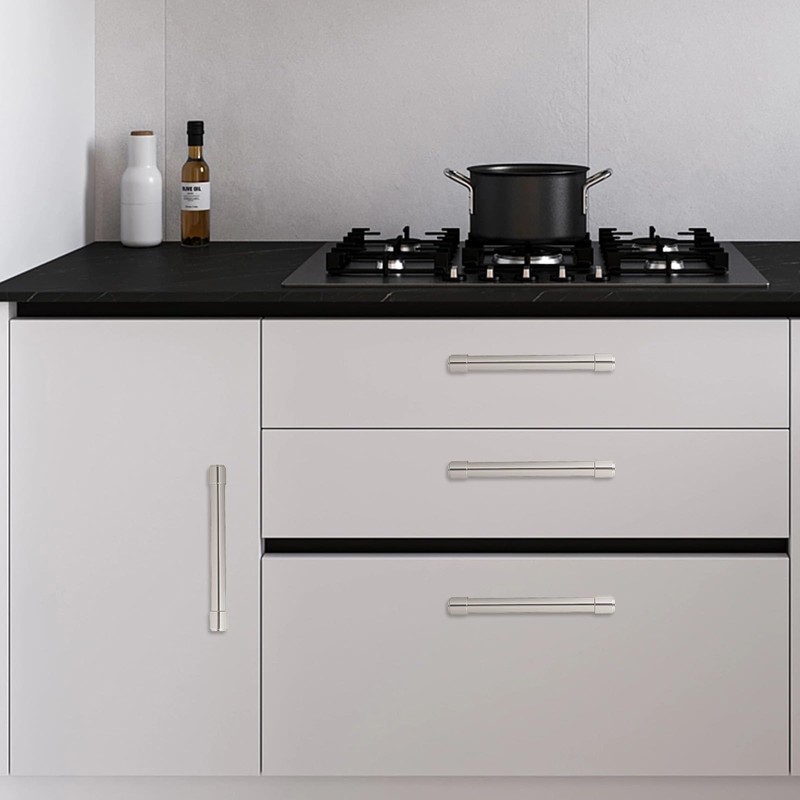 BUKOBYHE 10 Pack 5 Inch(128mm) Cabinet Pulls Brushed Satin Nickel