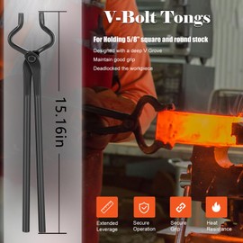 Blacksmith Tongs Set Knife Making Forge Tongs for Bladesmithing & Blacksmithing - 4 Tongs Tool Kit