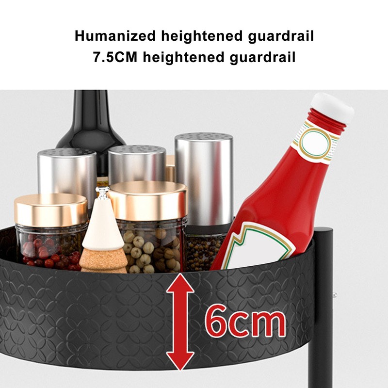 Turntable Spice Rack 360 Degree Rotatable Large Capacity Multifunctional Carbon
