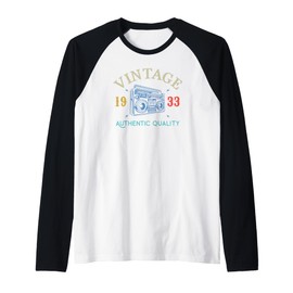92nd Birthday Born 1933 Women 92 Year Old Men 92 Birthday Raglan Baseball Tee