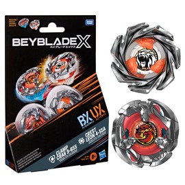 Beyblade X, Clamp Crab 9-65S BX e Crest Leon 4-55A UX, set Dual Pack con 2 trottole con rotazione a destra di Takara Tomy, trottole da battaglia giocattolo, dagli 8 anni in su