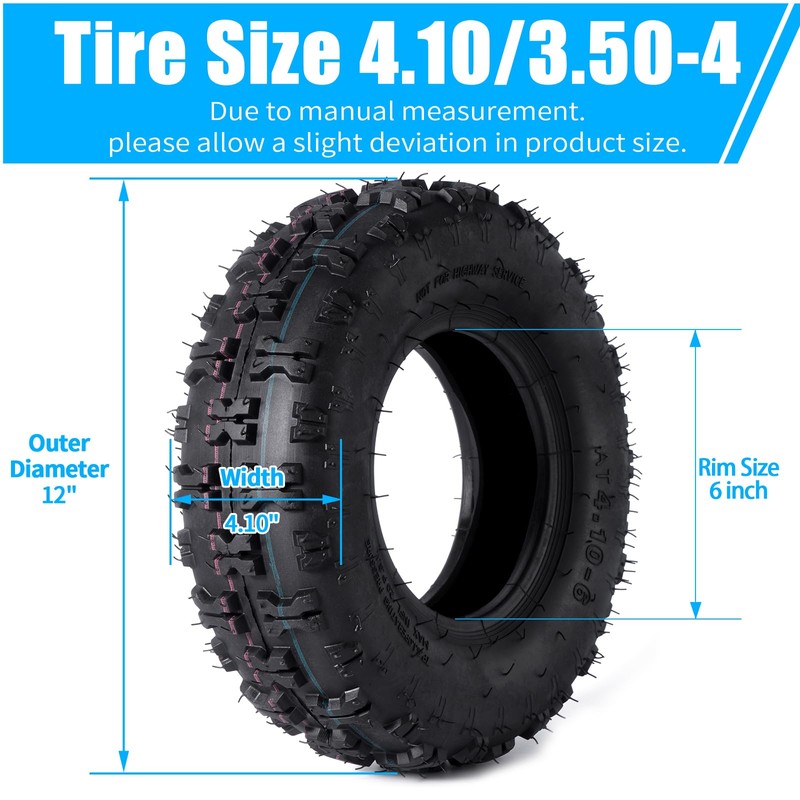 4.10/3.50-6 4.10-6 410-6" Tire and Inner Tube Compatible for Lawn