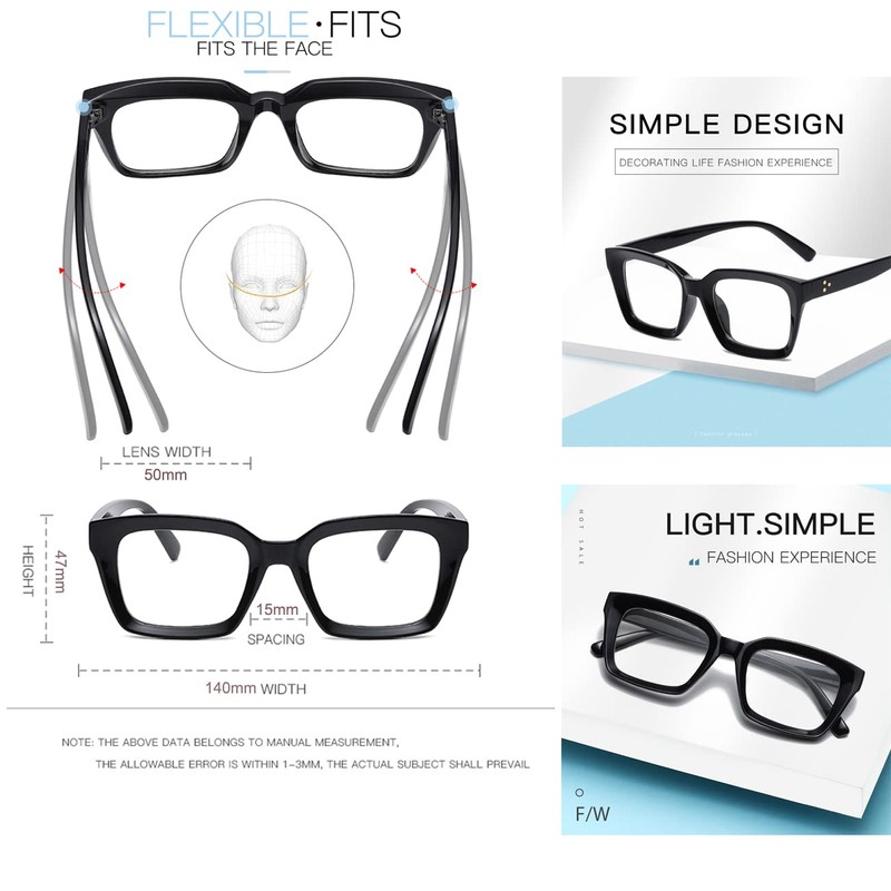 JOVAKIT Gafas sin receta para mujeres y hombres, gafas de