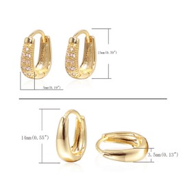 Krstudent 2 Pairs Gold Hoop Earrings Pack 18K Gold Plated Small Hypoallergenic Hoop Huggie Earrings Set for Women Girls