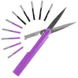 BambooMN Penblade Portable Pen-Style Pocket Seam Ripper Travel Scissors - Purple & Charcoal - 5 Pairs Each