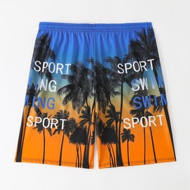 Loose Quick-Drying Boxer Shorts Suitable for Beach and Hot Springs Swim Trunks Coconut Tree-5XL 2ea