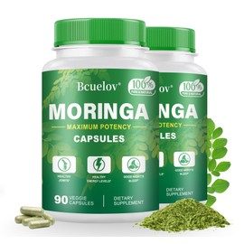 Moringa Capsules 2 Bottles | 800mg Pure Moringa Powder Capsules – Supports Energy, Immune Support, Gut Health, Green Superfood Contains Vitamins & Amino Acids