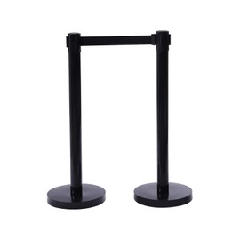Fichiouy Set of 2/4/6/8 Pieces Crowd Control Stanchion with Red Velvet Rope/Black Retractable Belt, 5 ft/6.56ft Crowd Control Barriers Queue Line Easy Connect (2PCS Black 6.56FT)