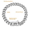 BAOBOTE 15MM Silver Stainless Steel Dog Collar with Cuban Link