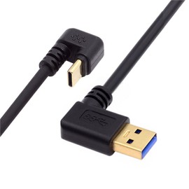 chenyang USB 3.0 to USB C Cable USB 3.0 90 Degree Left Angled to USB C 180 Degree U Shape Angled Charging Data Transfer Extension Cable 0.3M