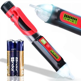 Retoo Non-Contact Voltage Tester, 170 mm, with 12-1000 V Measuring Range, Phase Tester with 3 Alarm Forms and Sensitivity Setting, Voltage Tester with LCD Display and LED Lamp, for Current Tests
