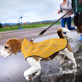 Mile High Life | Dog Raincoat | Adjustable Water Proof Pet Clothes | Lightweight Rain Jacket with Reflective Strip | Easy Step in Closure, Yellow Sun, Small