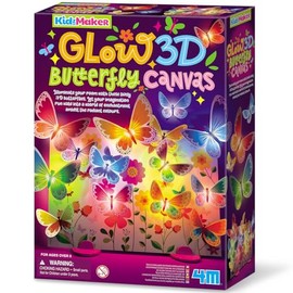 4M KidzMaker 3D Glow Butterfly Canvas, Create Your Own Light Up Butterfly Artwork, Arts and Crafts Kit for Boys and Girls Ages 5+