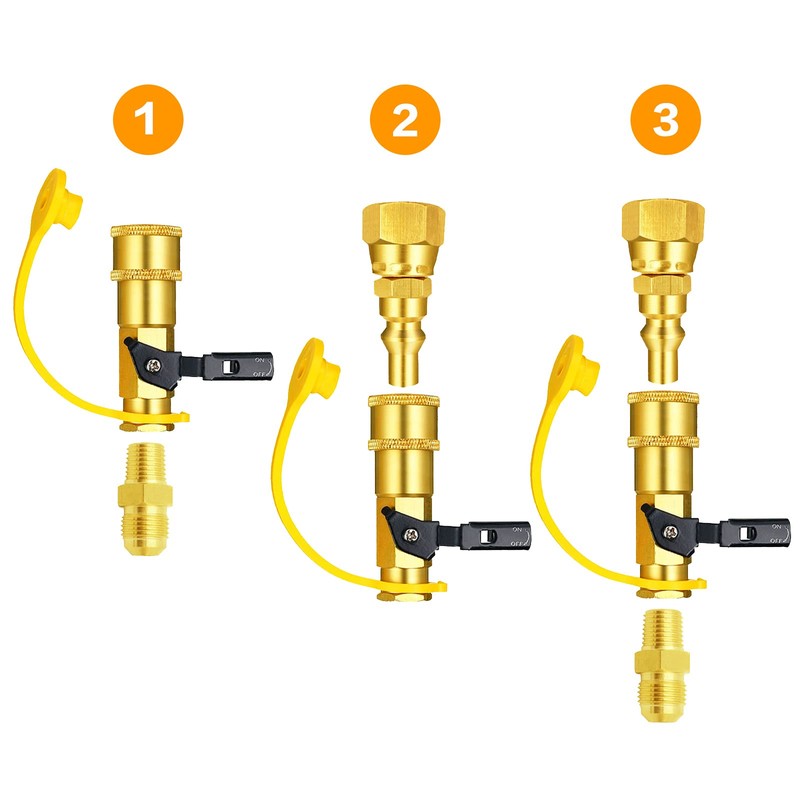 MENSI 1/4" Quick Connect Propane Disconnect Universal Adapter Kit Convert