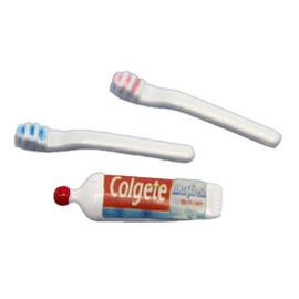 Melody Jane Dolls Houses Dollhouse 2 Toothbrushes and Toothpaste Miniature Bathroom Accessory Set