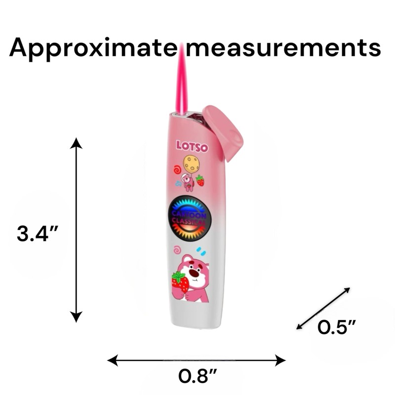 NIVEK Light Up Dazzling Lights Cartoon Lighter Refillable Pink Torch
