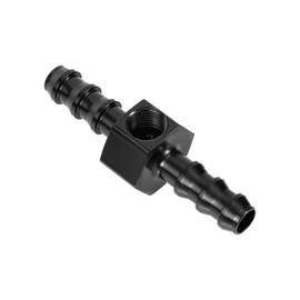 5/16 Barb Fuel Pressure Gauge Fitting Adapter, Premium Aluminum Inline Fuel Pressure Gauge Connectors 5/16 Fuel Pressure Sensor Gauge Port Adapter(Black)