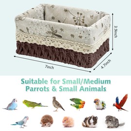 kathson Bird Nest Parrot House Birds Sleeping Bed Straw Weave All Season Hanging Hammock Bird Bed Snuggle Hut Birdcage Accessories for Parakeets Budgies Cockatiels Conures Quaker Parrot (Brown)