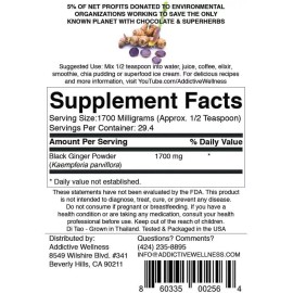 Addictive Wellness Thai Black Ginger Freeze Dried 50 grams 1.76 Oz