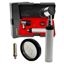 Skin Diagnostic Examination Dermascope Set - with Handle, Head, 10x Magnifying Lens, LED Bulb, & Storage Case