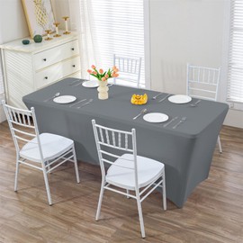 HZDHCLH Table Cloth Rectangular 122x76cm Polyester Wipeable Tablecloth Washable Durable Stretch for Kitchen Table Outdoor Parties Weddings and Festivals Event (grey,48x30 inch)