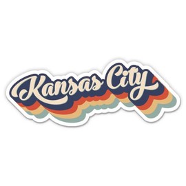 Squiddy Kansas City Layered Retro Style - Vinyl Sticker Decal for Phone, Laptop, Water Bottle (3" Wide)