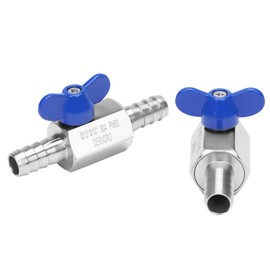 DERNORD 1/2" Hose Barb Ball Valve SS304 Mini Shut Off Ball Valve for Water Gas Fuel Drip Irrigation and Aquariums (Pack of 2)