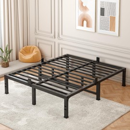 FUIOBYVV King Bed Frame, 14 Inch Heavy Duty Metal Platform Bed Frame King Size Support Up to 3500 lbs, No Box Spring Needed/No Shaking/Steel Slat Support/Noise Free/Easy Assembly