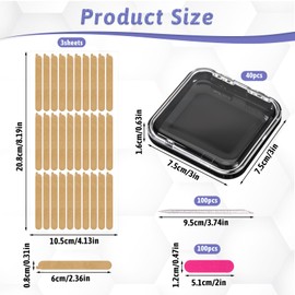 40 Pcs Press on Nail Box with 90 Pcs Adhesive Double Sided Tape, 4 Colors Nails Display Storage Boxes 3 x 3 inch Nails Display Case Packaging for Nail Salon