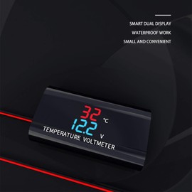 Kadagg 2 in 1 Auto Motorrad Wasserdicht für 12V Voltmeter Thermometer 0,28 Zoll Displa Temperaturmessgerät Kunststoffgehäuse