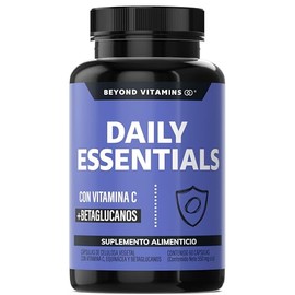 Beyond Vitamins | Daily Essentials con Vitamina C y Betaglucanos | Raíz de Jengibre, Ajo, Orégano, Zinc y Vitamina D3 | Fórmula Precisa | Cápsulas veg