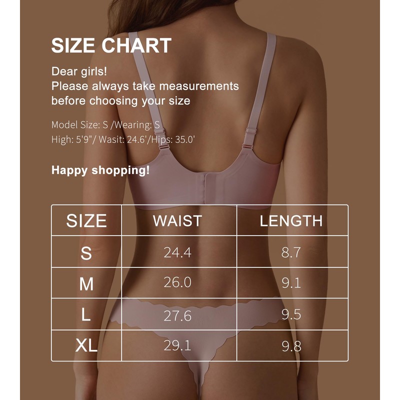 SHARICCA Womens Seamless Thongs No Show Underwear Soft Ribbed Invisible