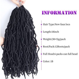 Shoobidoo 18 inch Soft Locs Crochet Hair Pre Looped 6 Packs 12/stands Faux Locs Crochet Braids Goddess Locs Dreadlocs Synthetic Hair For Black Women
