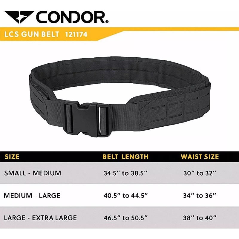 Condor Cinturón Táctico Faja Molle Lcs Gun Belt Condor Negro