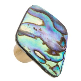 KYEYGWO Pack of 4 Abalone Shell Furniture Knobs, White Shell Gemstone Drawer Knobs, Brass Cabinet Knobs for Home Decor, Pull Handle, Stone Cabinet Knobs, Dressers Diamond Knobs