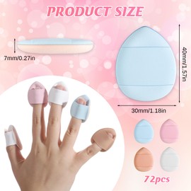 72Pcs Finger Powder Puff Mini Makeup Sponge, Soft Beauty Blender Puff for Foundation, Face Powder, Concealer, Repair Cream(Pink, Beige, Blue, White)