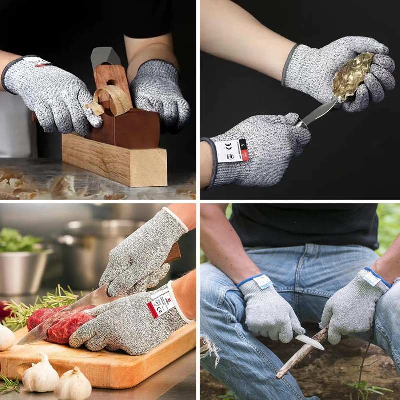 mosoo Level 5 Cut Resistant Gloves, 2 pairs，Breathable, Kitchen, Construction,