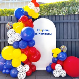 Red Blue Yellow Balloons, 60 Pcs 12 Inch Matte Royal Blue Helium Latex Confetti Balloons for Kids Men Women Birthday Carnival Baby Bridal Shower Wedding Engagement Graduation Party Decorations
