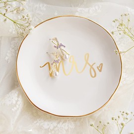 Titanape Mrs. Ring Trinket Dish Jewellery Dish Tray | Bride to Be Gifts, Bridal Shower Present, Engagement Wedding Ring Holder Dish Bride Ring Holder