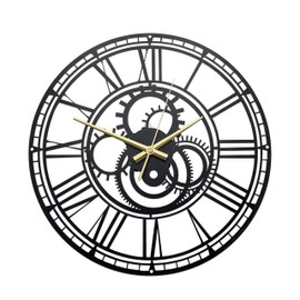Ecqizer Steampunk Gear Clock with Matte Paint, Metal Industrial Wall Clock 13.5x13.5 Inch, Unique Wall Clocks for Living Room Decor, Steam Punk Decor for Home