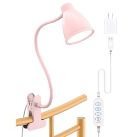 BOHON Cute Desk Lamp with Clamp 10W 38 LED Clip on Light, 3 Color 10 Brightness Auto Off Timer Flexible Gooseneck Pink Lamp Kawaii Accessories Desk Lights for Office Home Bed Bedside Reading, Pink