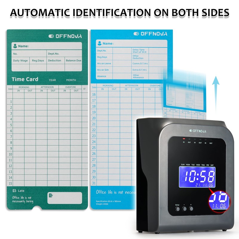 OFFNOVA Thermal Time Cards, Double-Sided Monthly Time Cards for IN/OUT