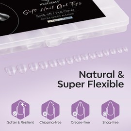 Modelones Nail Tips, Pre-shaped Full Cover Fake Nails Soft Gel Acrylic Nail Extension False Nail Kit 510PCS 15Sizes, Set 14