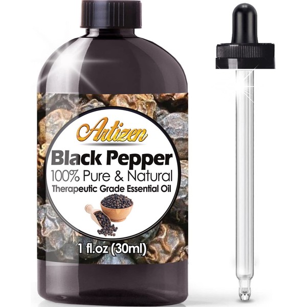 Artizen Black Pepper Essential Oil (100% Pure & Natural - UNDILUTED) Therapeutic Grade - Huge 1oz Bottle - Perfect for Aromatherapy, Relaxation, Skin Therapy & More!