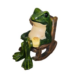 YAOHUA Miniature Frog Garden Figurine Lamp-Outdoor Lights Solar Frog Decor for Yard, Lawn,Balcony, Garden Or Window Sill, Unique Gifts for Women Mom